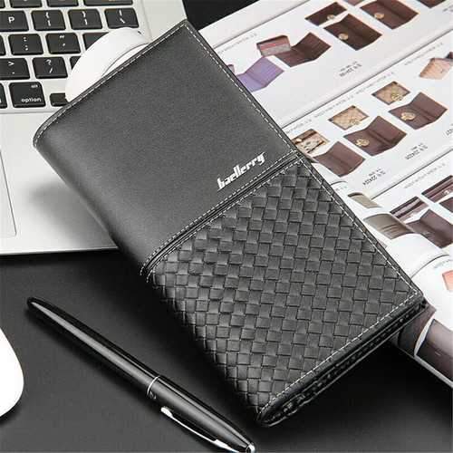 Men Leather Long Wallet Bifold Card Holder Billfold Clutch Purse Zipper Pocket Phone Bag Case