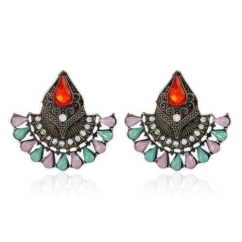 1Pair Bohemian Crystal Rhinestones Water Drop Retro Earrings