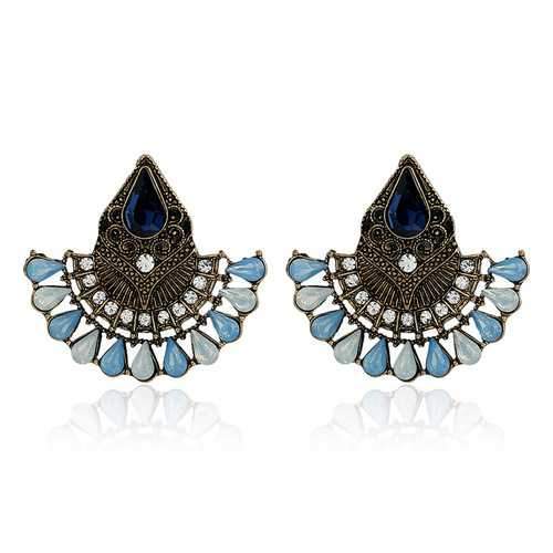 1Pair Bohemian Crystal Rhinestones Water Drop Retro Earrings