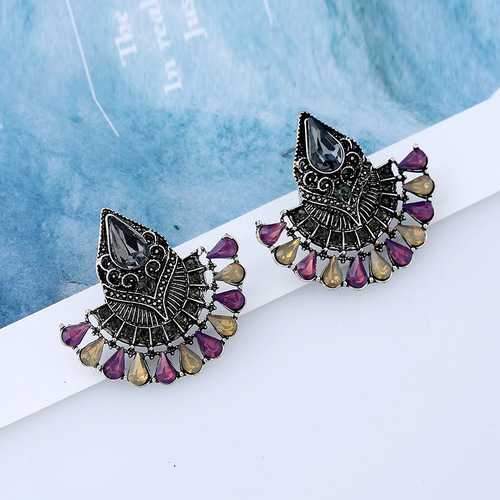 1Pair Bohemian Crystal Rhinestones Water Drop Retro Earrings