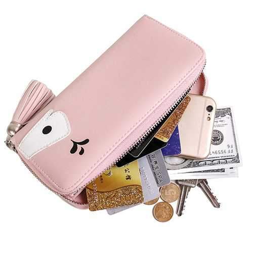 Universal Zipper Cartootn Whale Long Purse Phone Wallet Bag for Phone Under 5.2 inches