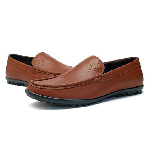 Men Comfy Sole Genuine Leather Slip On Loafers