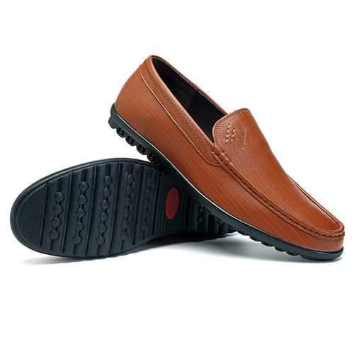 Men Comfy Sole Genuine Leather Slip On Loafers