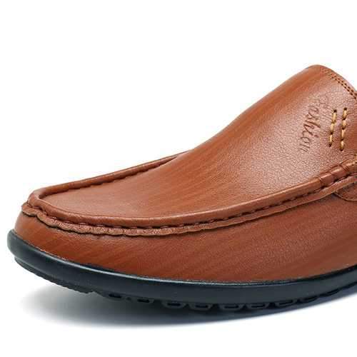 Men Comfy Sole Genuine Leather Slip On Loafers