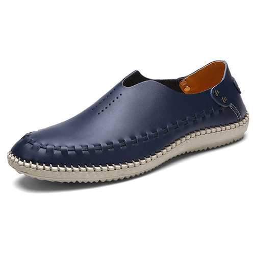 Men Comfy Soft Genuine Leather Flat Loafers