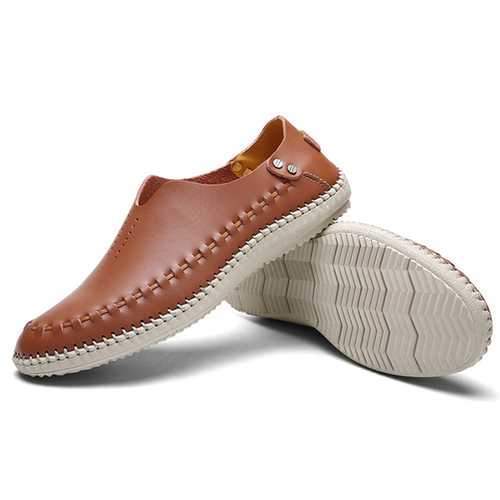 Men Comfy Soft Genuine Leather Flat Loafers