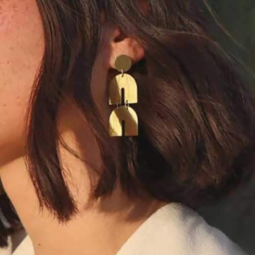 Trendy Irregular Glossy Metal Exaggerated Earrings for Women