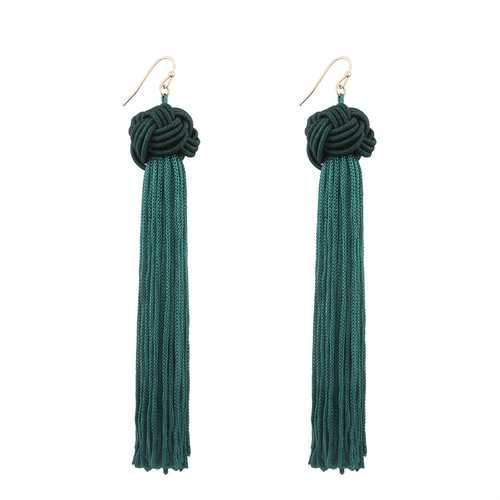 Vintage Manual Braided Rope Knot Long Tassel Women Earrings