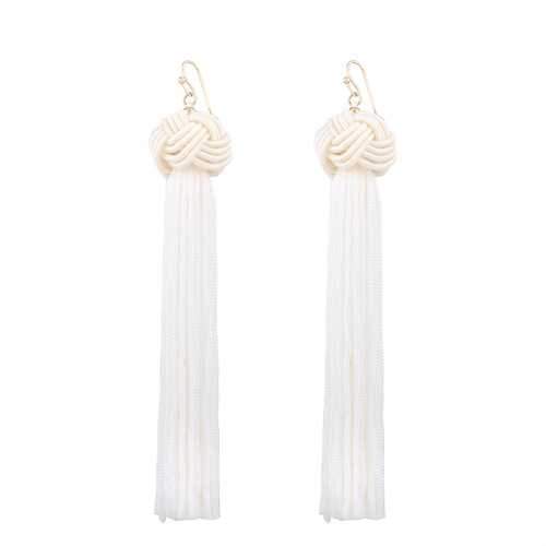 Vintage Manual Braided Rope Knot Long Tassel Women Earrings