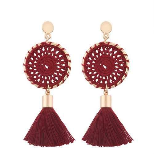 Women's Knitted Long Tassel Women Drop Dangle Earrings