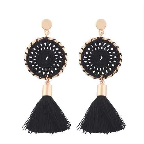 Women's Knitted Long Tassel Women Drop Dangle Earrings