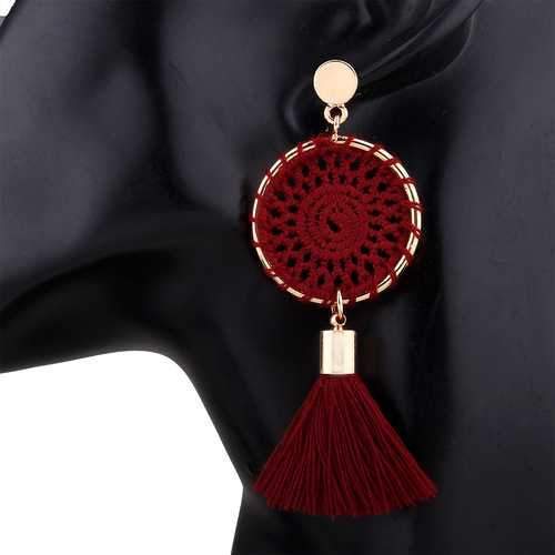 Women's Knitted Long Tassel Women Drop Dangle Earrings