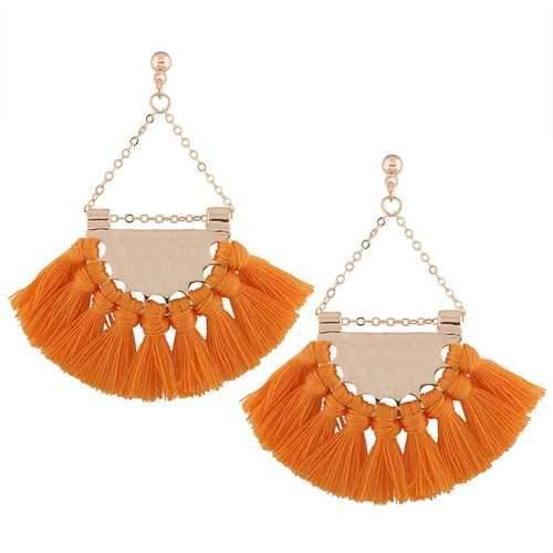 Bohemia Alloy Sector Tassel Earrings