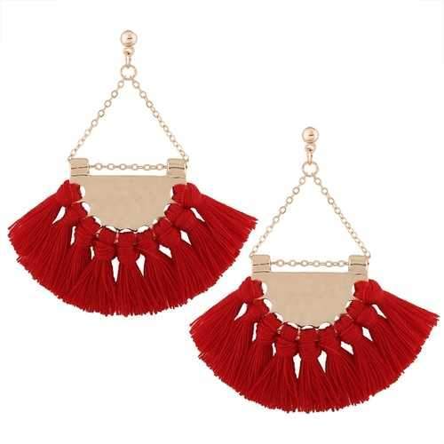 Bohemia Alloy Sector Tassel Earrings