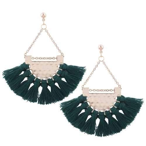 Bohemia Alloy Sector Tassel Earrings