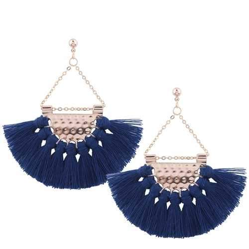 Bohemia Alloy Sector Tassel Earrings