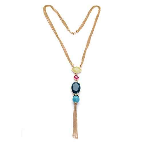 Trendy Tassel Zinc Alloy Resin Beads Long Sweater Necklace