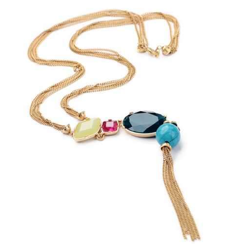 Trendy Tassel Zinc Alloy Resin Beads Long Sweater Necklace