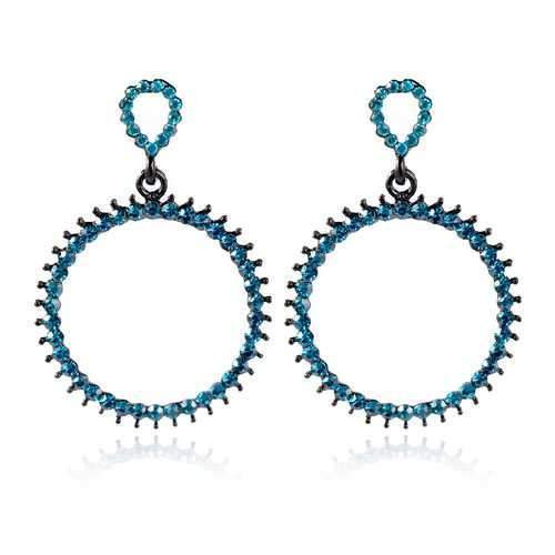 Trendy Colorful Rhinestone Pierced Circle Women Earrings