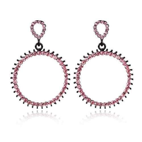 Trendy Colorful Rhinestone Pierced Circle Women Earrings