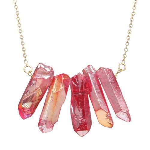 Colorful Cylinder Crystal Wome's Pendant Necklace