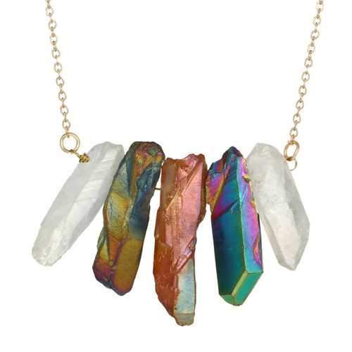 Colorful Cylinder Crystal Wome's Pendant Necklace