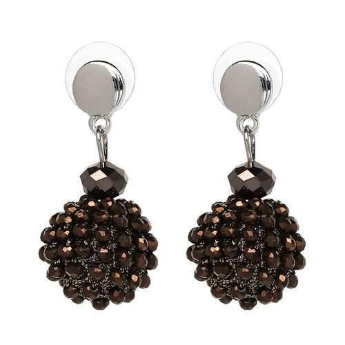 Unique Women's Colorful Bead Micro Pave Ball Drop Earring