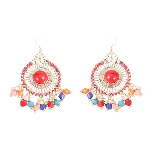 Bohemian Colorful Women's Bead Tassel Drop Earrings