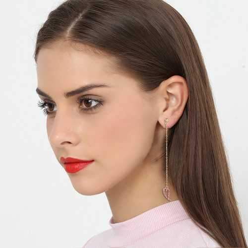 Fashion Gold Rhinestone Ear Drop Heart Dangle Earrings Gift