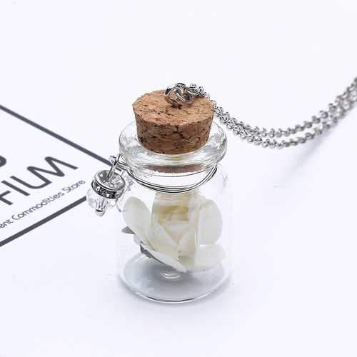 Fashion Glass Tiny Wishing Bottle Charm Necklace