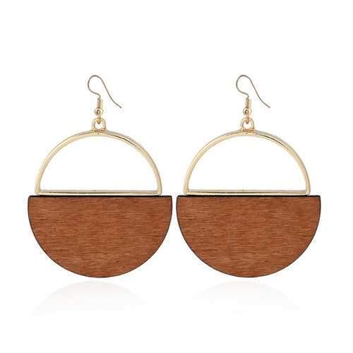 Fashion Geometric Dangle Earring Simple Classic Wood Metal