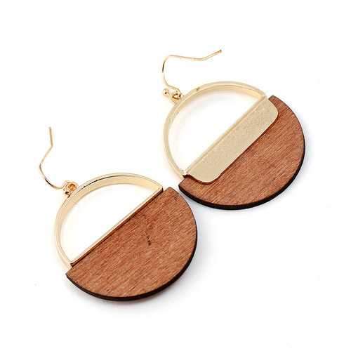 Fashion Geometric Dangle Earring Simple Classic Wood Metal