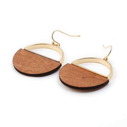 Fashion Geometric Dangle Earring Simple Classic Wood Metal