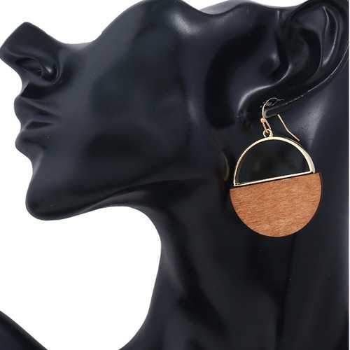 Fashion Geometric Dangle Earring Simple Classic Wood Metal