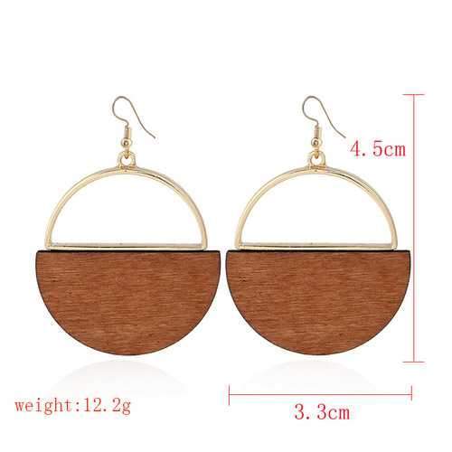 Fashion Geometric Dangle Earring Simple Classic Wood Metal