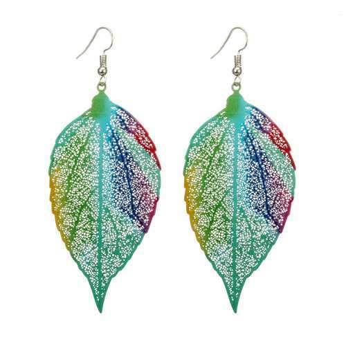 Bohemian Luxury Zinc Alloy Colorful Leaf Drop Earrings