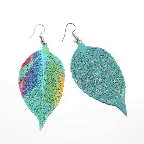 Bohemian Luxury Zinc Alloy Colorful Leaf Drop Earrings