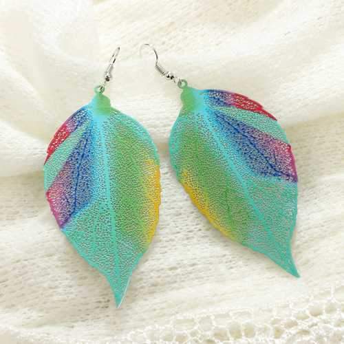 Bohemian Luxury Zinc Alloy Colorful Leaf Drop Earrings