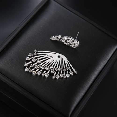 1Pcs Alloy Multi-drill Asymmetrical Earring Multilayer