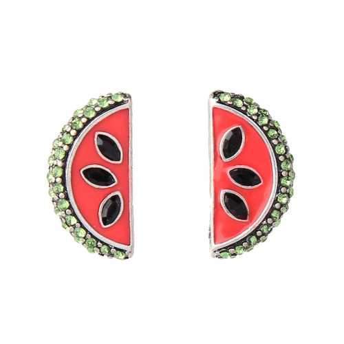 Fashion Rhinestone Enamel Watermelon Piercing Earring