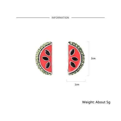 Fashion Rhinestone Enamel Watermelon Piercing Earring