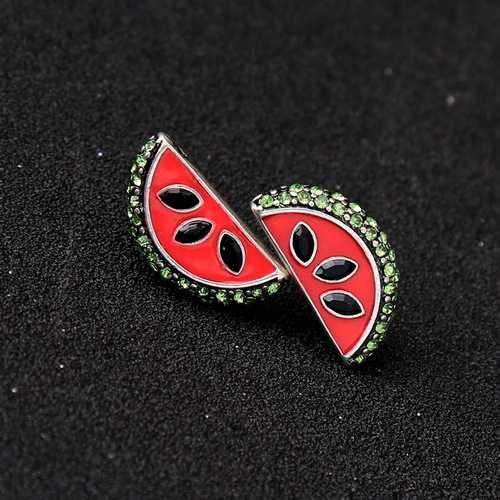 Fashion Rhinestone Enamel Watermelon Piercing Earring