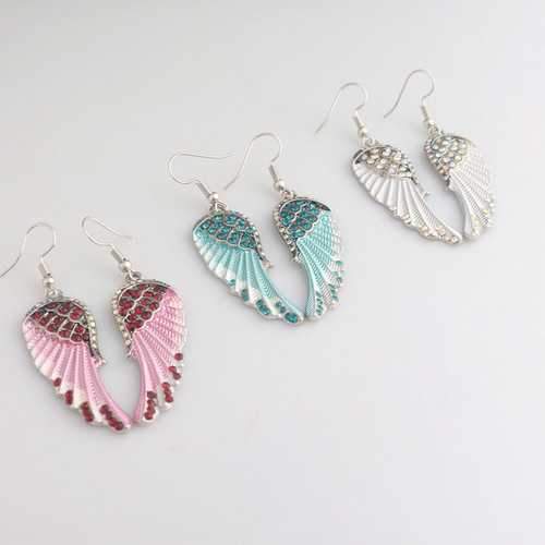 Cute Women's Earrings Angel Wings Rhinestone Alloy Earrings