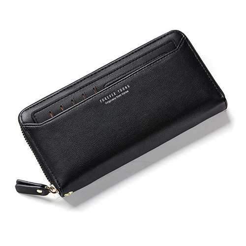 Women Portable Large Capacity PU Leather Zipper Card Slot Wallet for iPhone Mobile Phone