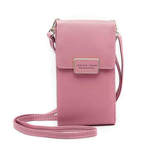 Women Large Capacity PU Leather Zipper Card Slot Messenger Bag Crossbody Bag Wallet for Mobile Phone