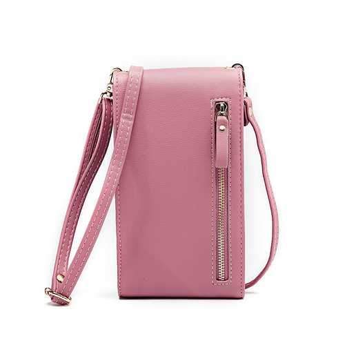 Women Large Capacity PU Leather Zipper Card Slot Messenger Bag Crossbody Bag Wallet for Mobile Phone