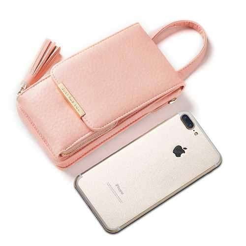 Women Large Capacity PU Leather Zipper Shoulder Bag Crossbody Bag Wallet for iPhone Xiaomi Huawei