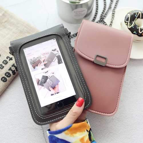 Three-piece Women PU Leather Transparent Pouch Card Holder Shoulder Bag Wallet Storage Pouch