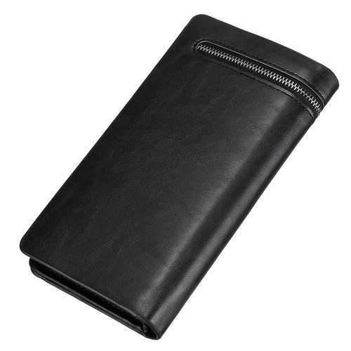 Men Large Capacity PU Leather Card Slots Zipper Pouch Phone Wallet for iPhone Xiaomi Mobile Phone