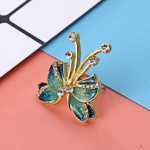 Luxury Butterfly Gold Earring Sweet Ceramic Rhinestones